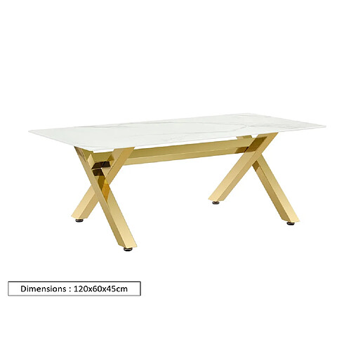 Homy france Table basse rectangulaire - Marbré blanc