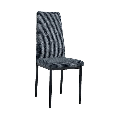 Homy France Lot 4 Chaises Salle à Manger Klarna Tissu Côtelé Gris Pieds Métal Noir