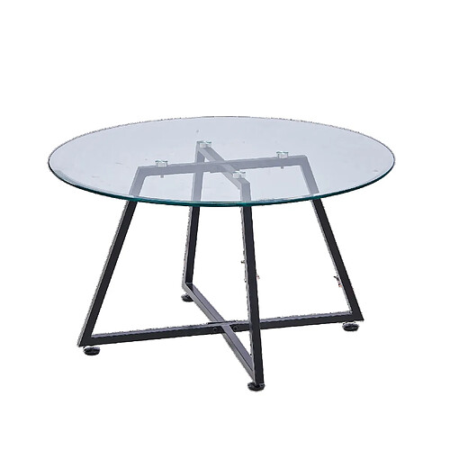 Homy France Table basse HELOISE Métal et plateau en verre 80x45 cm
