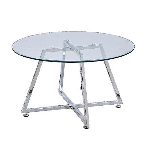 Homy France Table basse HELOISE Chrome et plateau en verre 80x45 cm