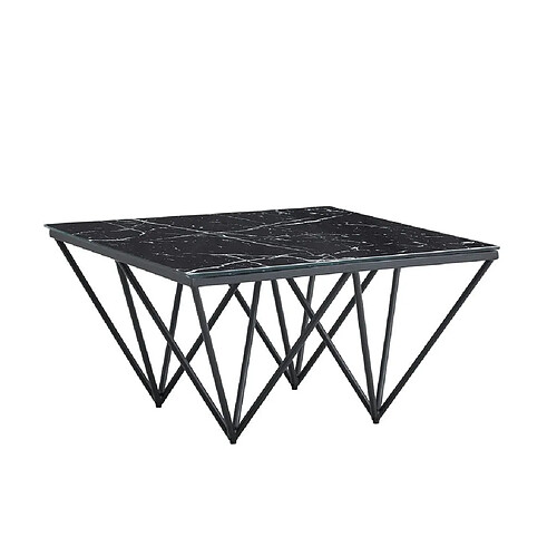 Homy france Table basse carrée - Marbré noir
