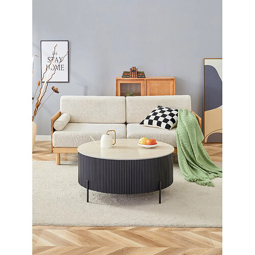 Homy france Table basse ronde céramique - Noir