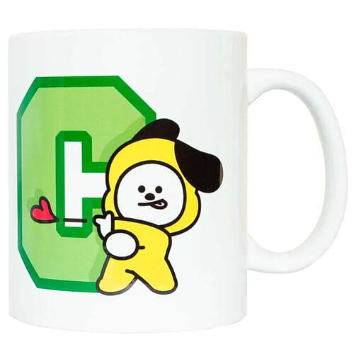 Line Friends BT21 Mug en Céramique Capacité 300ml Innocent, "work hard, play hard" CHIMMY BT21 Blanc