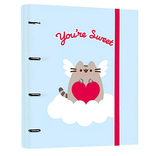 Pusheen Classeur A4 4 Anneaux Collection Purrfect Love avec Élastique de Fermeture Bleu ciel