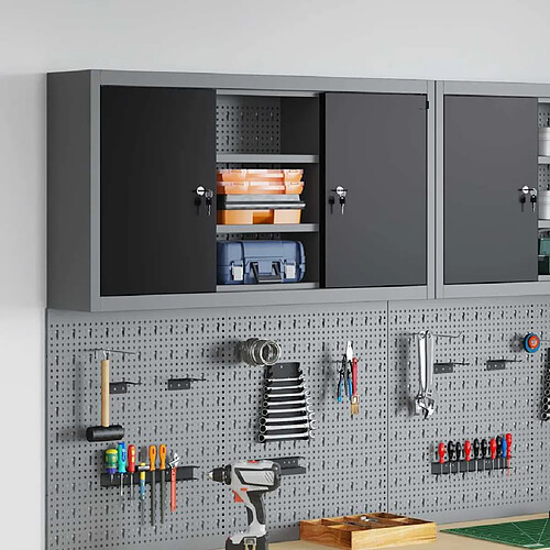 vidaXL Armoire à outils avec étagère Noir et gris 50 x 20 x 55 cm