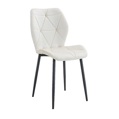 Homy France Lot 4 Chaises Salle à Manger Coquillage Velours Beige Pieds Métal Noir 46x58,5x87cm