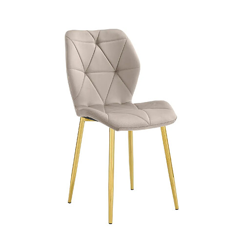 Homy France Lot 4 Chaises Salle à Manger Coquillage Velours Taupe Pieds Gold 46x58,5x87cm