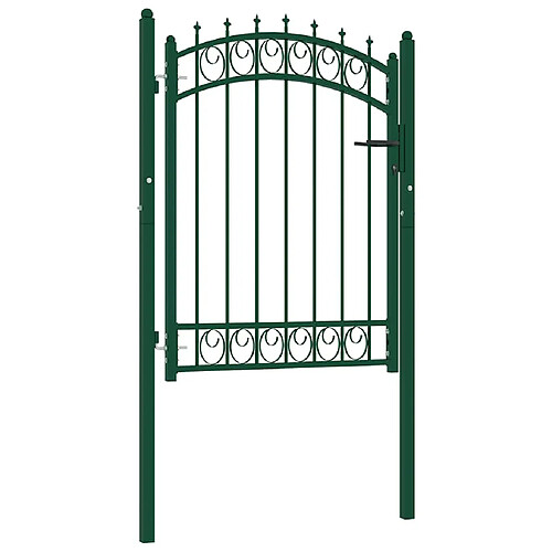 vidaXL Portail de clôture EMMEN avec pointes en acier 103 x 109,5 cm vert