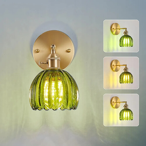 STOEX Applique Murale Rétro, Abat-Jour En Verre, Angle Réglable, Vert