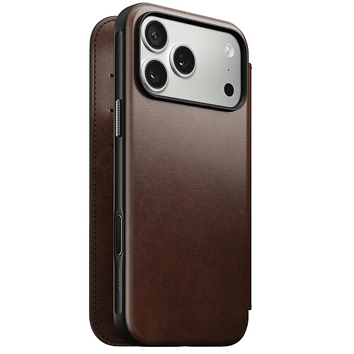 Coque Nomad Flip Cover en Cuir Horween iPhone 17 Pro Max Marron