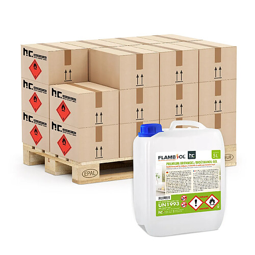 Hoefer Chemie Gel combustible bioéthanol FLAMBIOL® Premium en bidon de 5 L pour cheminées intérieures et extérieures
