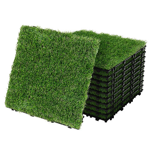 ML-Design Dalles Gazon Synthétique, 30x30 cm/55 pièces=5m², Clipsables avec Drainage, Pelouse Artificielle Revêtement de Sol à Cliquer