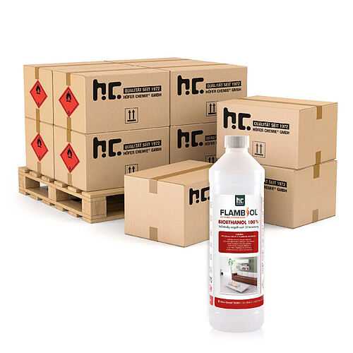 Hoefer Chemie Bioéthanol Dénaturé 100% FLAMBIOL® - Bouteille de 1L pour Cheminées de Table