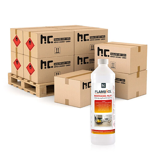 Hoefer Chemie Bioéthanol FLAMBIOL® dénaturé à 96,6% en bouteille de 1L - Combustible idéal pour cheminées à éthanol