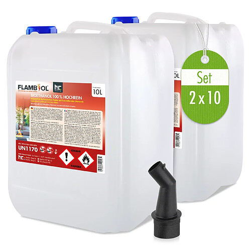 Hoefer Chemie Bioéthanol 100% FLAMBIOL® Dénaturé en Bidon de 10 Litres pour Cheminées et Foyers Écologiques