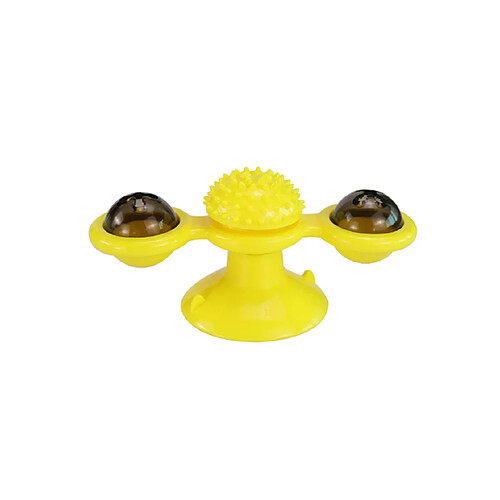 Generic Home Jouet moulin à vent interactif avec soin des poils pour chat, jaune