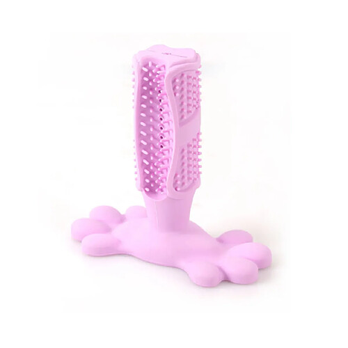 Generic Home Bâton de brosse à dents en caoutchouc naturel pour chien, résistant aux morsures, soins bucco-dentaires - rose
