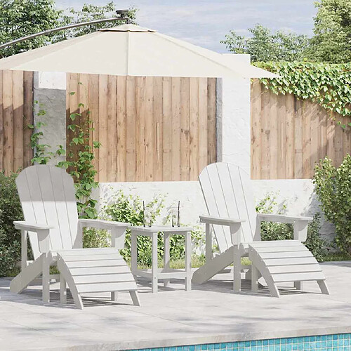 vidaXL Chaise de jardin 3 pcs Blanc Polyéthylène