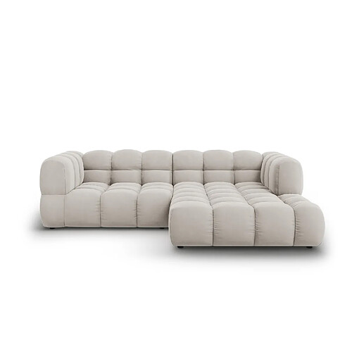 Cosmopolitan Design Canapé d'angle droit modulable "Sky" 3 places en velours beige clair