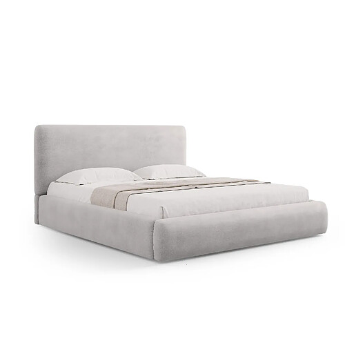 Cosmopolitan Design Lit coffre avec tête de lit "Colonel" 140x200cm en chenille gris clair