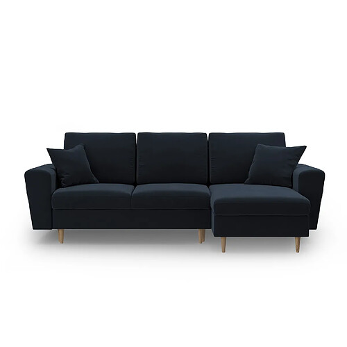 Cosmopolitan Design Canapé d'angle réversible convertible avec coffre de rangement "Kyoto" 4 places en velours bleu foncé
