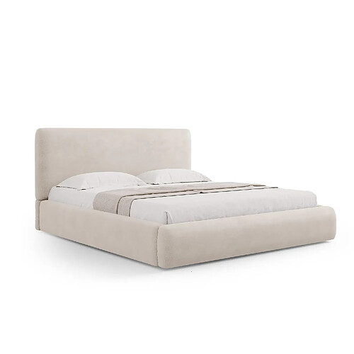 Cosmopolitan Design Lit coffre avec tête de lit "Colonel" 140x200cm en chenille beige