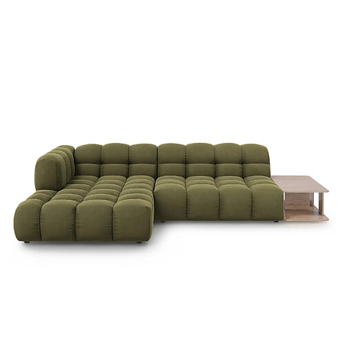 Cosmopolitan Design Canapé d'angle gauche modulable "Sky" 4 places en velours vert clair