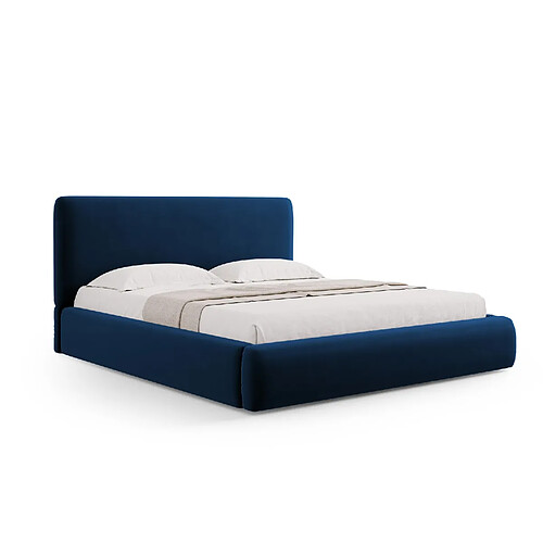 Cosmopolitan Design Lit coffre avec tête de lit "Colonel" 140x200cm en velours bleu roi