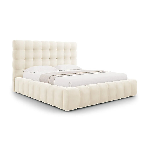 Cosmopolitan Design Lit coffre avec tête de lit "Bali" 160x200cm en velours beige clair