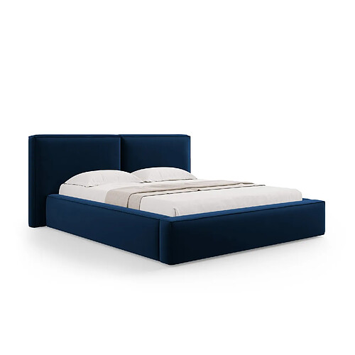 Cosmopolitan Design Lit coffre avec tête de lit double "Arendal" 180x200cm en velours bleu roi