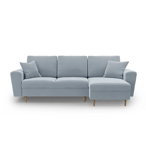 Cosmopolitan Design Canapé d'angle réversible convertible avec coffre de rangement "Kyoto" 4 places en velours bleu clair