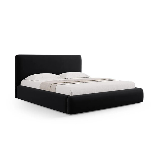 Cosmopolitan Design Lit coffre avec tête de lit "Colonel" 140x200cm en velours noir