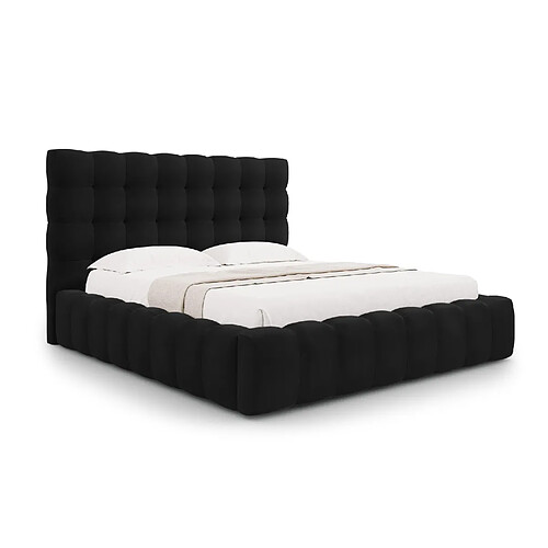 Cosmopolitan Design Lit coffre avec tête de lit "Bali" 200x200cm en velours noir