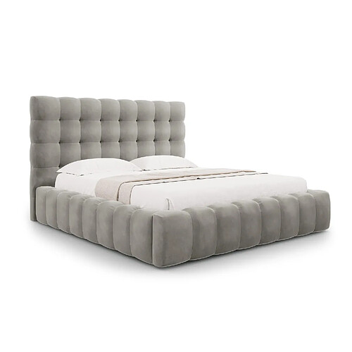Cosmopolitan Design Lit coffre avec tête de lit "Bali" 200x200cm en velours gris clair