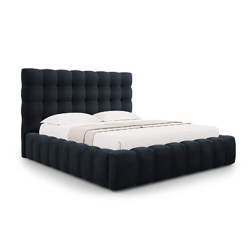 Cosmopolitan Design Lit coffre avec tête de lit "Bali" 200x200cm en velours bleu foncé