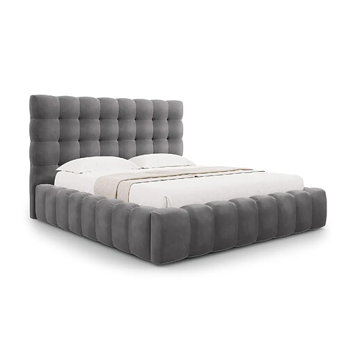 Cosmopolitan Design Lit coffre avec tête de lit "Bali" 200x200cm en velours gris