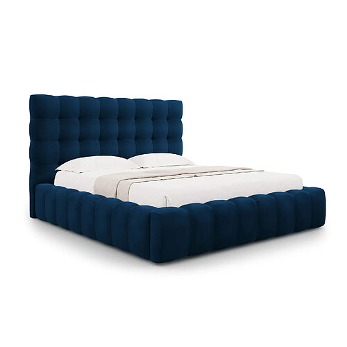 Cosmopolitan Design Lit coffre avec tête de lit "Bali" 200x200cm en velours bleu roi