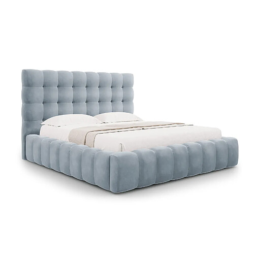 Cosmopolitan Design Lit coffre avec tête de lit "Bali" 200x200cm en velours bleu clair