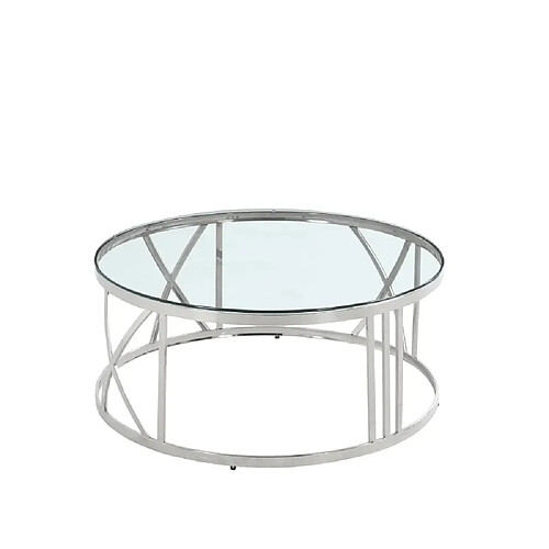 Homy France Table Basse ATMOS Chrome et plateau en verre