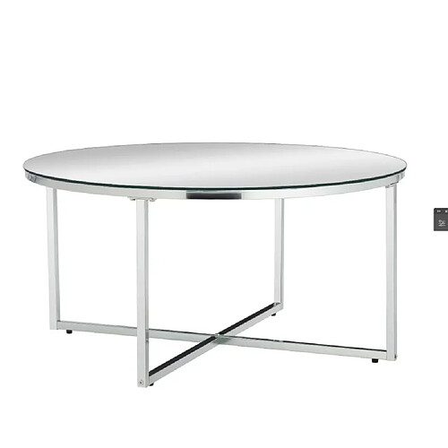Homy France Table basse ronde LORIE chrome plateau en verre D90 cm