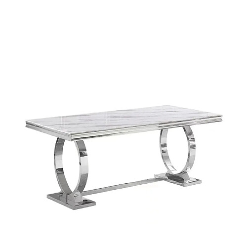 Homy france table à manger rectangulaire - marbré blanc