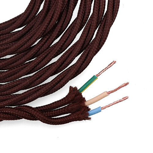 Edm câble électrique textile tressé - Marron