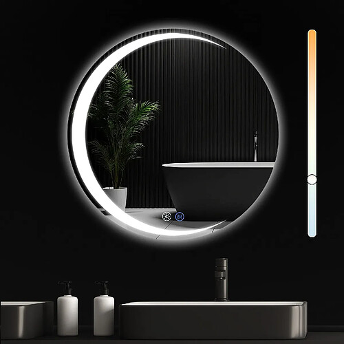 Nettlife Miroir de salle de bain rond - Gris
