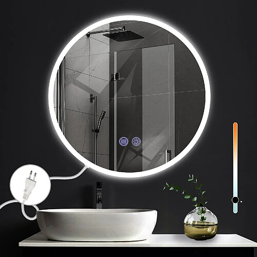 NETTLIFE Miroir avec éclairage Miroir mural LED IP44 rond 60cm avec fonction miroir tactile éclairé rond avec lumière dimmable