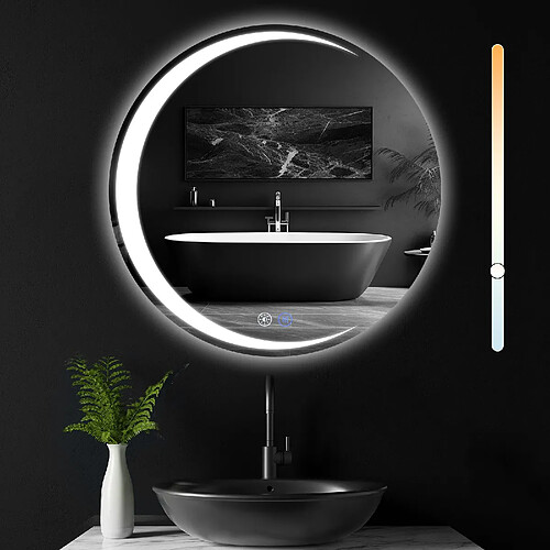 Nettlife Miroir de salle de bain rond LED - Gris