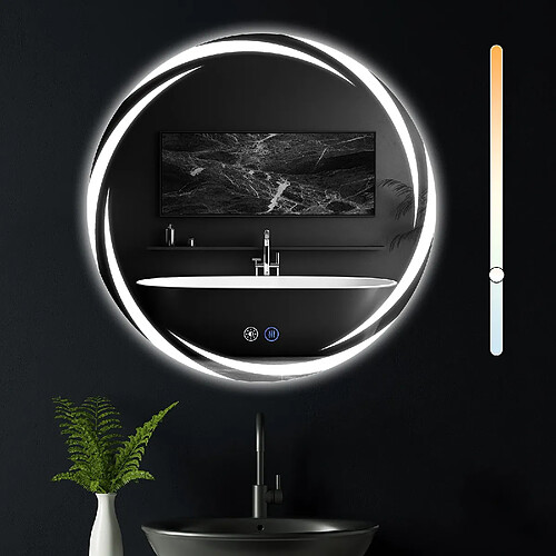 Nettlife Miroir de salle de bain LED rond - Gris