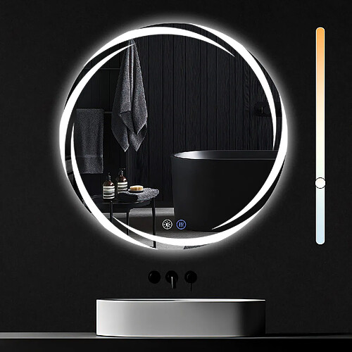 Nettlife Miroir de salle de bain rond lumineux - 80 cm
