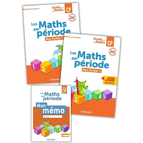 Les maths par période CP : mon fichier 1 + mon fichier 2 + mon mémo : démarche explicite, conforme aux programmes