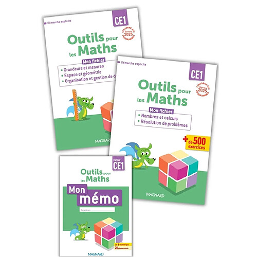 Outils pour les maths CE1 : mon fichier + mon mémo : démarche explicite, conforme aux programmes