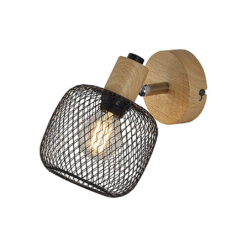 BRAYTRON Applique LED murale 1xE14 23W IP20 – Noir & bois